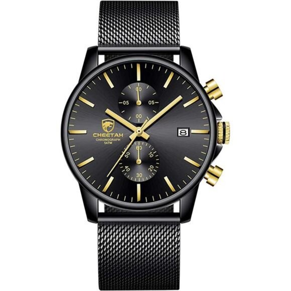 Mens Watch Fashion Sleek Minimalist Quartz Analog Mesh Stainless Steel